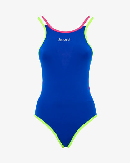 Ropa de baño de entrenamiento Jaked Venezia en azul con tirantes elásticos y diseño funcional.